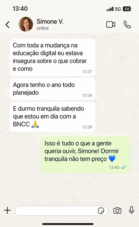 Depoimento de Simone V. via WhatsApp