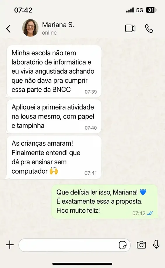 Depoimento de Mariana S. via WhatsApp
